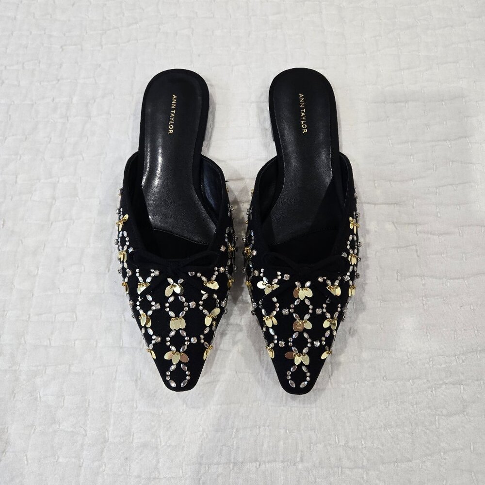 Ann Taylor Glitz Mule Slide Flat